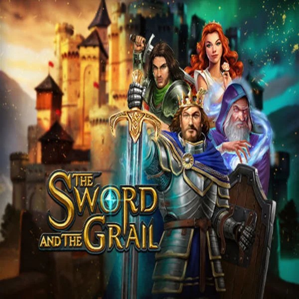 The Sword and the Grail slot logo by Play'n GO at Cazeus Casino
